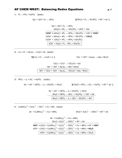 AP CHEM WKST: Balancing Redox Equations