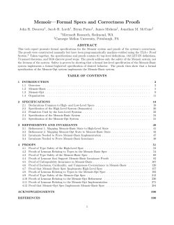 Memoir&mdash;Formal Specs and Correctness Proofs