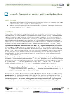 Lesson 9: Representing, Naming, and Evaluating