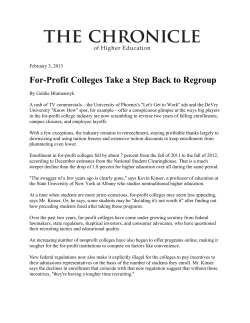 For-Profit Colleges Take a Step Back to Regroup