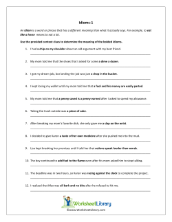 Idioms-1 - Worksheet Library