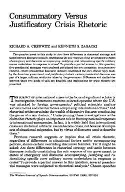 Consummatory Versus Justificatory Crisis Rhetoric