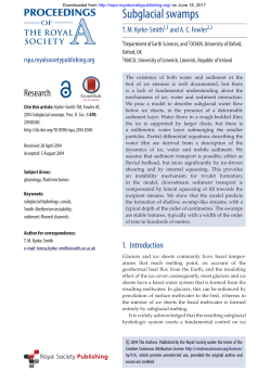 Subglacial swamps - Proceedings of the Royal Society A