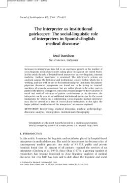 The interpreter as institutional gatekeeper