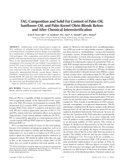 TAG composition and solid fat content of palm oil, sunflower oil, and