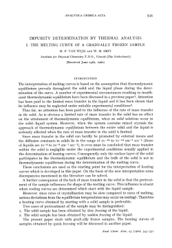 IMPURITY DETERMINATION BY THERMAL ANALYSIS I. THE