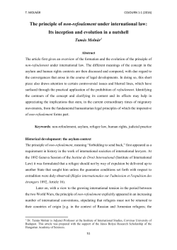 The principle of non-refoulement under international law