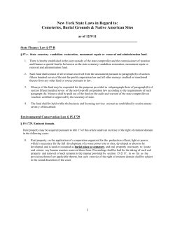 New York State Laws in Regard to: Cemeteries, Burial Grounds