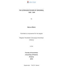 The Afrikadeutschen of Kroondal 1849-1949