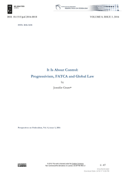 It Is About Control: Progressivism, FATCA and Global Law