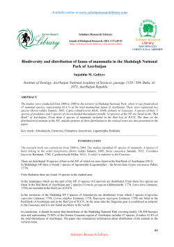 Biodiversity and distribution of fauna of mammalia in the Shahdagh