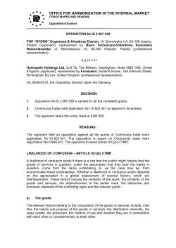 OFFICE FOR HARMONIZATION IN THE INTERNAL MARKET
