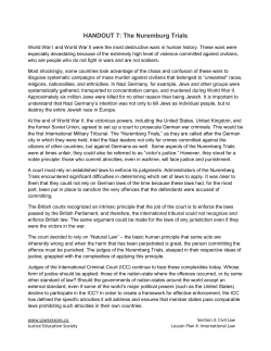 HANDOUT 7: The Nuremburg Trials