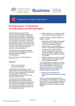 FAQs Accelerating Commercialisation