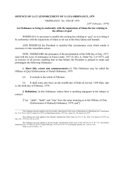 The Offence of Qazf Enforcement of Hadd Ordinance 1979
