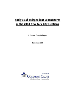 Analysis of Independent Expenditures in the 2013 New York City