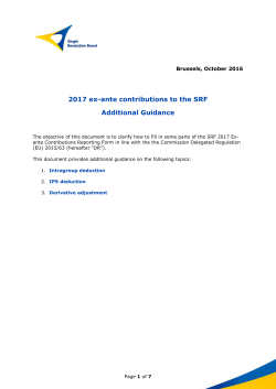 2017 ex-ante contributions to the SRF Additional Guidance