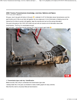240Z: Factory Transmissions knowledge, overview, Options and Specs