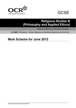 Mark Scheme for June 2012 Religious Studies B
