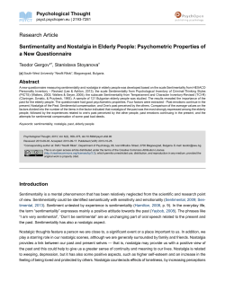 Sentimentality and Nostalgia in Elderly People