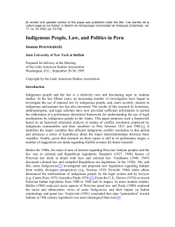 Indigenous People, Law, and Politics in Peru