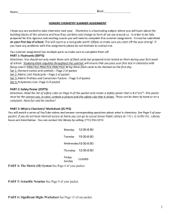 Chemistry 2014-2015 Summer Assignment