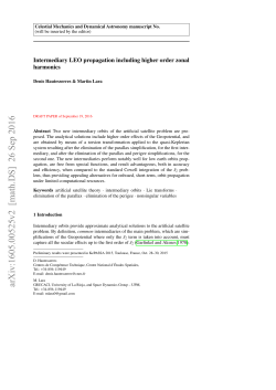 Intermediary LEO propagation including higher order zonal harmonics