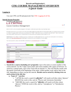 Course Management Overview - UW