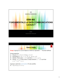 FUNDAMENTALS of DATA COMMUNICATIONS Lecture 7 EEM 465