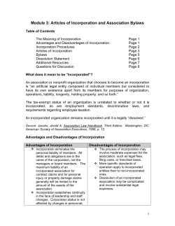 Articles of Incorporation and Association Bylaws