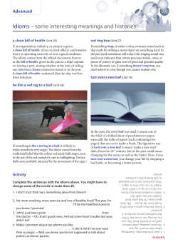 Idioms &ndash; some interesting meanings and histories