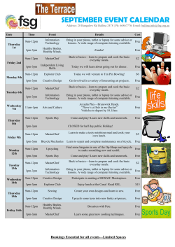SEPTEMBER EVENT CALENDAR