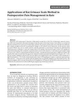 Applications of Rat Grimace Scale Method in Postoperative Pain