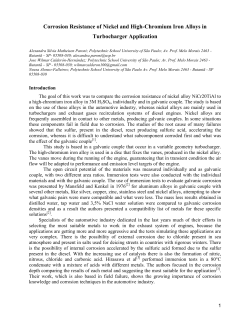 Corrosion Resistance of Nickel and High-Chromium Iron