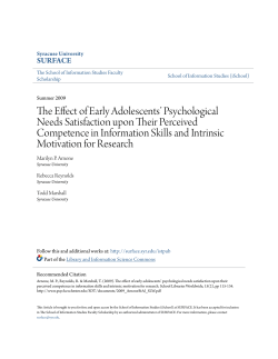 The Effect of Early Adolescents` Psychological Needs