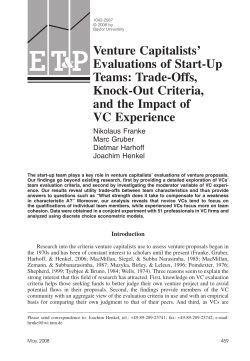Venture Capitalists` Evaluations of Start-Up Teams: Trade