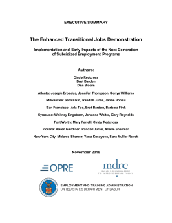 The Enhanced Transitional Jobs Demonstration