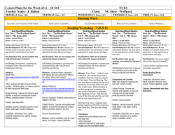 Lesson Plans for the Week of: