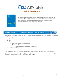APA 6th Edition Quick Reference Guide. Version 4.2