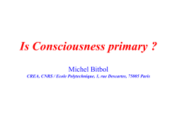 Is Consciousness primary - Center for Creative Inquiry