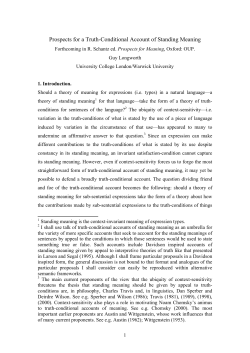 Prospects for a Truth-Conditional Account of Standing Meaning