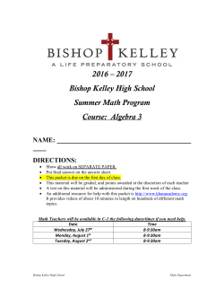 Algebra 3 - Bishop Kelley