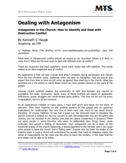 Dealing with Antagonism - Ministry Training Strategy