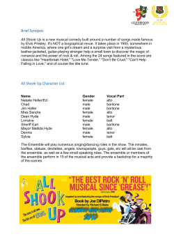 2014 All Shook Up Characters For Auditions