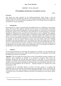 FM modulator interference to broadcast services