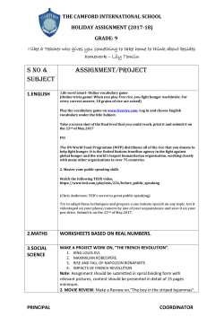 Grade - 9 HOLIDAY ASSIGNMENT - The Camford International School