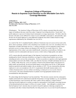 ACP Reacts to Supreme Court Decision on the Affordable Care Act`s