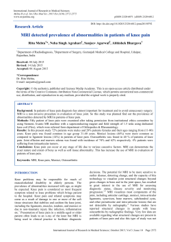 MRI detected prevalence of abnormalities in patients of knee pain
