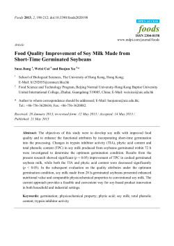 Food Quality Improvement of Soy Milk Made from Short-Time