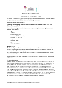British values to English - Prevent for Further Education and Training